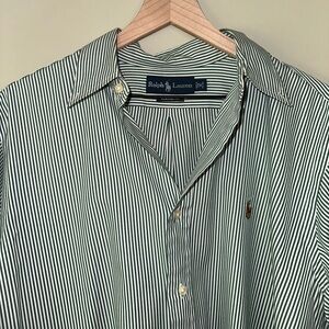 Ralph Lauren Button Down Shirt in Green and White Stripes